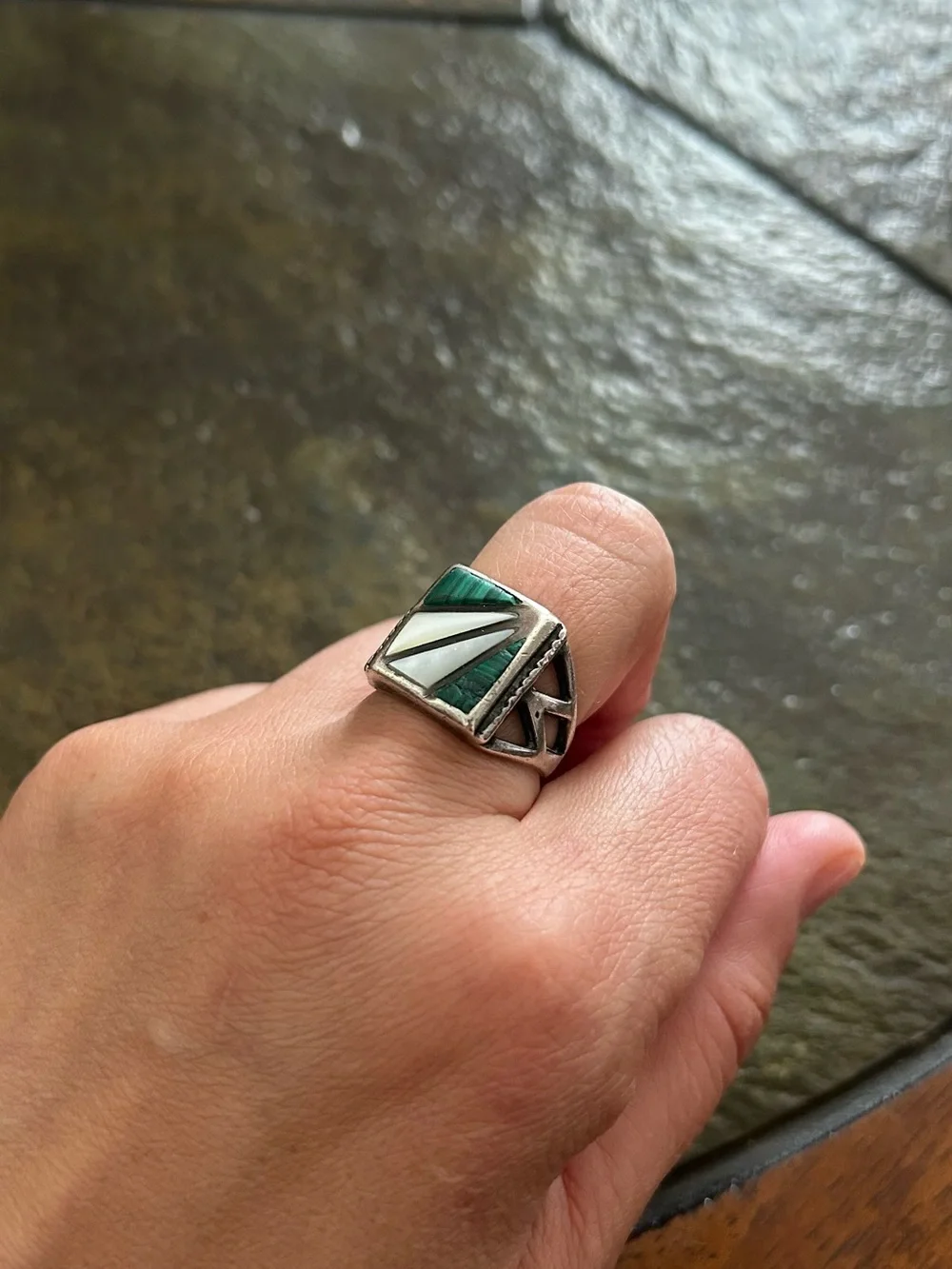 Heavy Navajo Solid Sterling Silver Ring size 9